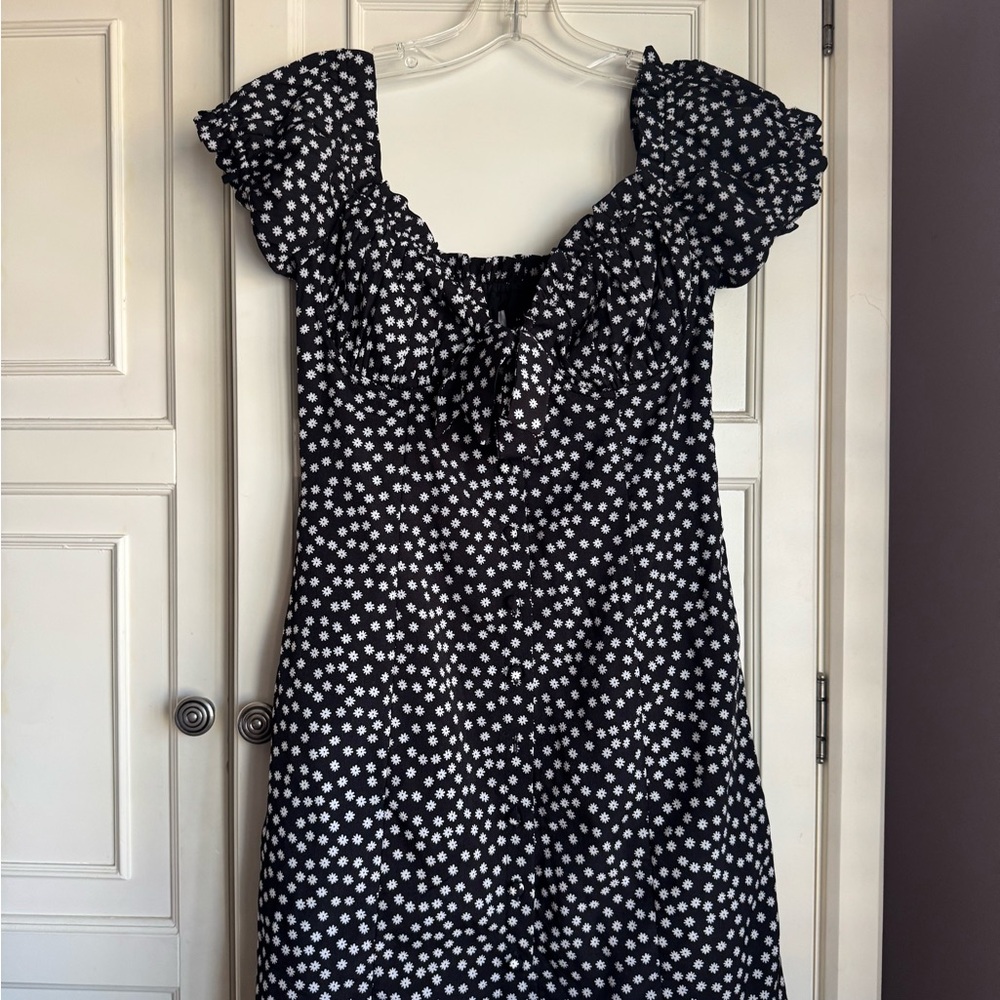 Princess Polly Black Mini Dress with White Floral Print